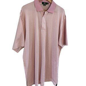 House of Carrington Legend Polo Shirt Mens XL. Pink/beige Striped Pima C…